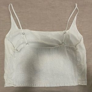Square- neck linen blend tank top
